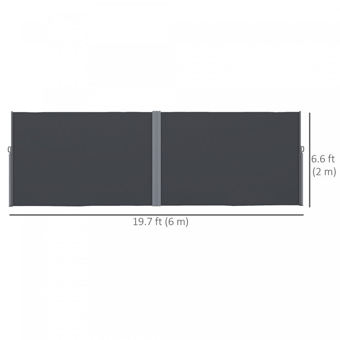 Outsunny Auvent Double Face Retractable, Ecran De Confidentialite, Gris