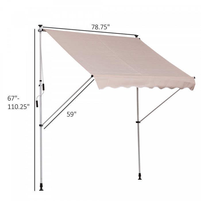 Store Banne Manuel Retractable 2l X 1,5l X 1,7-2,8h M Inclinaison Reglable Installation Rapide Metal Alu Polyester Beige