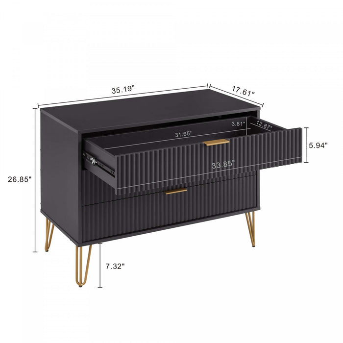 Ensemble moderne de commode 2 pieces Dumbo en noir