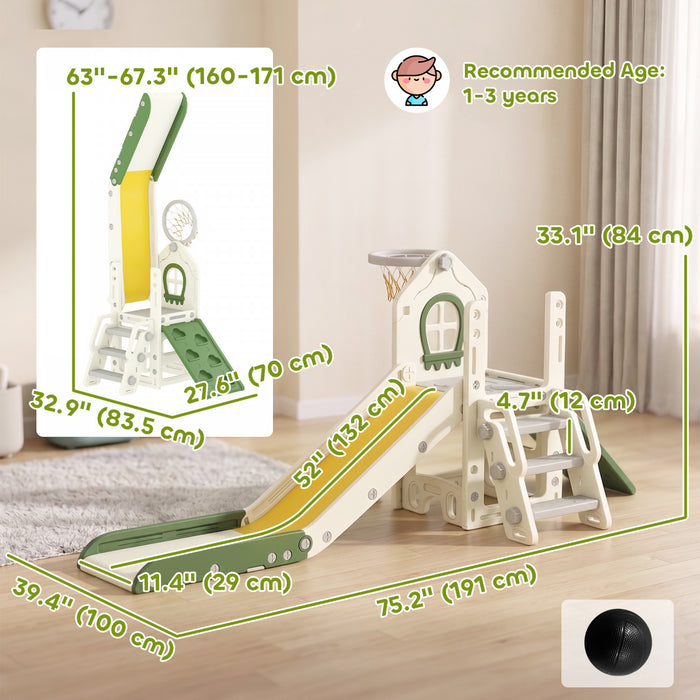 Qaba Toboggan Pliable 4-en-1 avec Escalade, Panier de Basket, Rangement