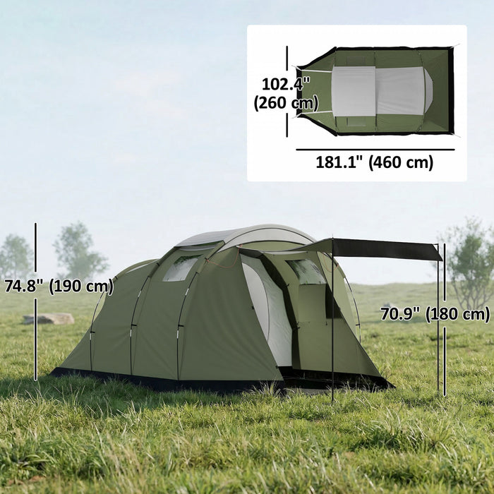 Outsunny Tente de Camping avec Bache de Pluie, Impermeable pour 3-4 Personnes, Vert