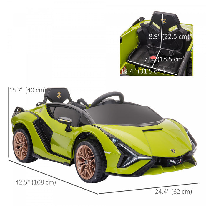 Aosom Jouet De Voiture Electrique Pour Enfants A Piles 12v Compatible Avec Telecommande Parentale Lumieres Musicales Mp3 Pour 3-5 Ans Vert