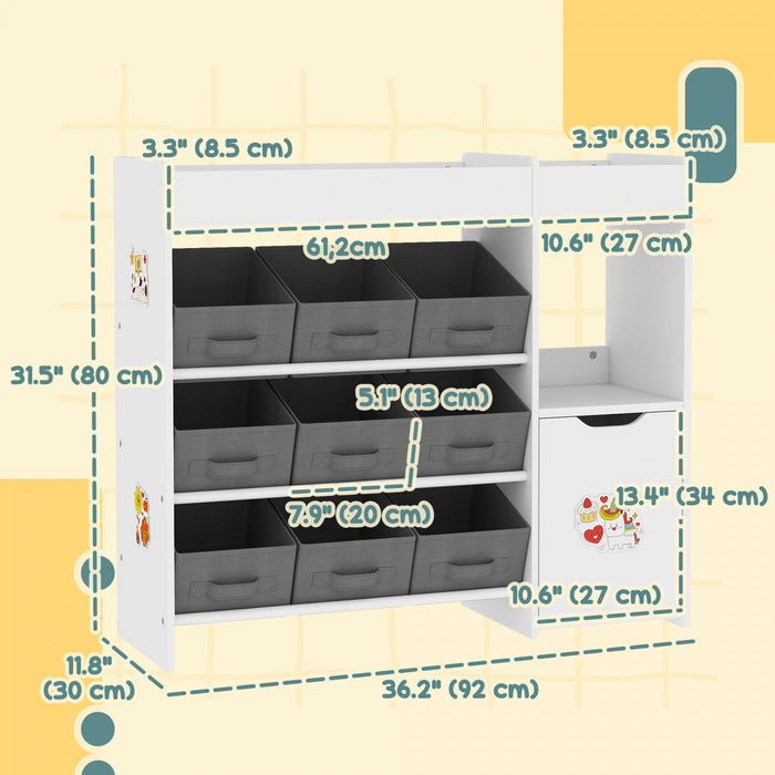 Qaba Organiseur De Rangement Pour Jouets, Bibliotheque Pour Enfants, Blanc