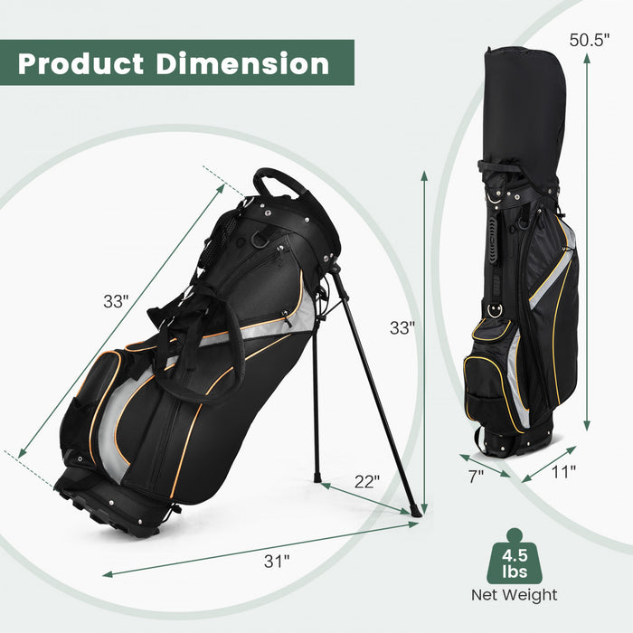 Support De Golf Costway, Sac Pour 8 Clubs De Golf, Organiseur De Transport Separateur, Poches De Rangement, Noir