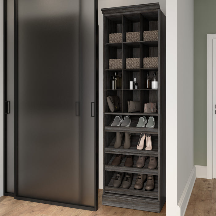 Organisateur de garde-robe pour chaussures Versatile de Bestar de 25 po (L) - gris noyer