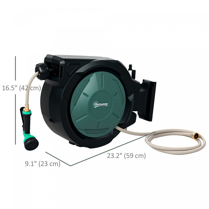 Outsunny Enrouleur de tuyau d'arrosage retractable,1/2 po x 100 pi, noir
