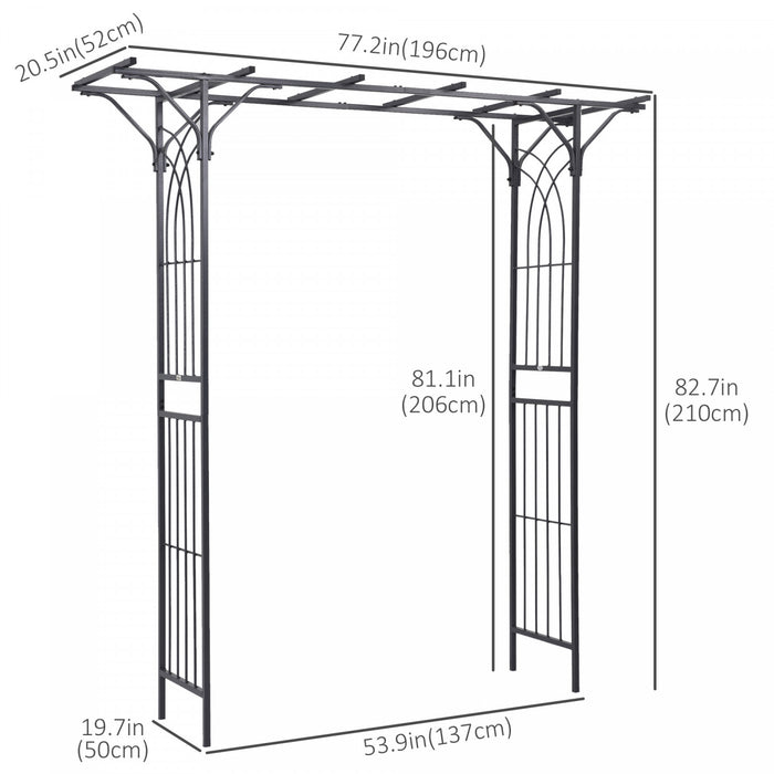 Outsunny Arche De Jardin En Metal De 7 Pieds Tonnelle De Passerelle Exterieure Pour Plantes Grimpantes Decoratives Patio Pelouse Fete D'arriere-cour Ceremonie Accessoires De Decoration Noir