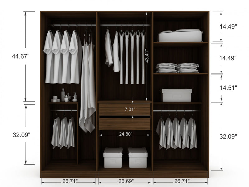 Armoire contemporaine moderne Gramercy 208 cm en brun chataigne
