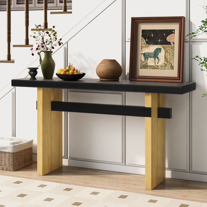 Console de style maison de campagne Emma 150 cm pour entrée - finition noire et brune
