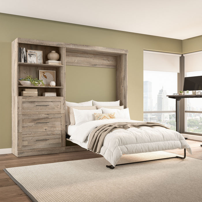 Lit double escamotable mural Pur de Bestar de 95 po avec tiroirs - brun rustique
