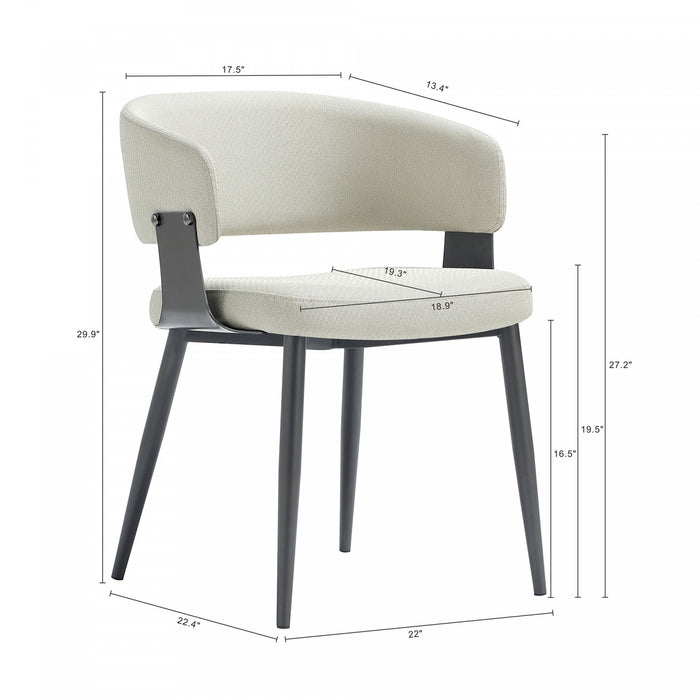 Chaise de salle a manger moderne Luce en metal texture et cuir vegetalien couleur avoine