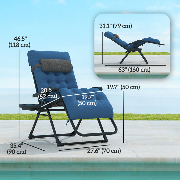 Outsunny Chaise Rembourree, Chaise Inclinable Pliante, Bleu Marine