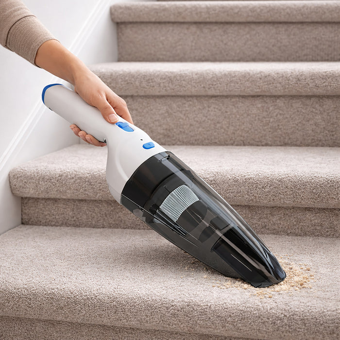 Aspirateur a main sans fil Panni 8 V avec recharge USB, suceur plat, brosse a poussiere, blanc, H5012