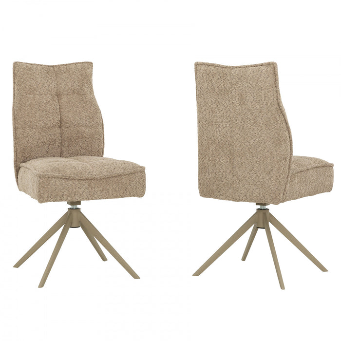 Chaise de salle a manger pivotante Elowen rembourree taupe (ens. de 2)