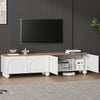 Nathan TV Stand with 4 Doors Large Storage,White | Nathan meuble TV – meuble avec 4 portes et grand espace de rangement, blanc