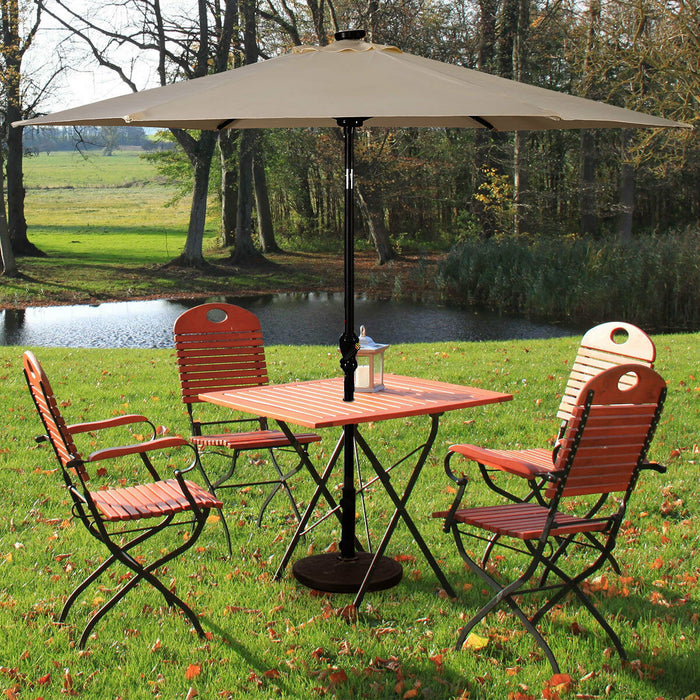 Costway Parasol solaire de patio 9FT avec LED, acier, inclinaison avec manivelle, exterieur