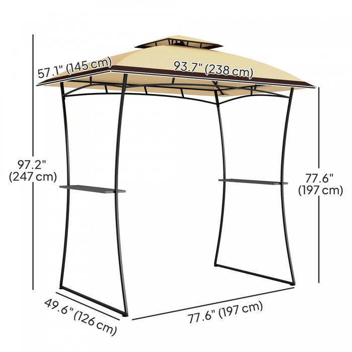 Outsunny Tonnelle De Barbecue A Deux Niveaux 8' X 5', Beige