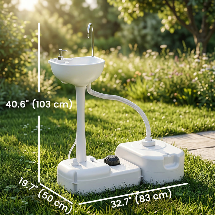 Outsunny lavabo de camping portable, station de lavage des mains pour l'exterieur
