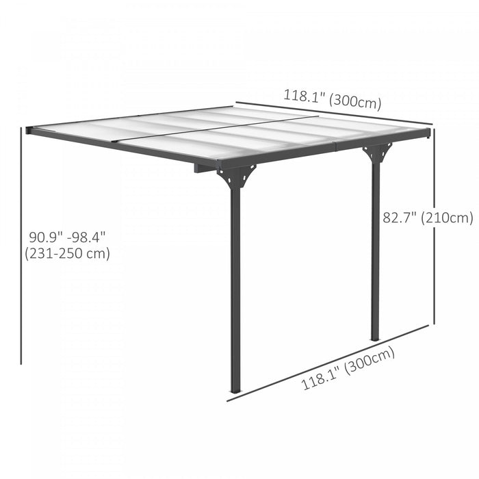 Outsunny Pergola Exterieure A Toit Rigide En Polycarbonate Gazebo Gris