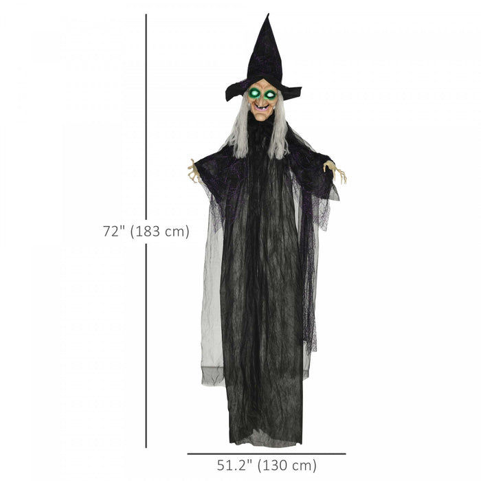 Homcom Accessoire D'halloween Sorciere Noire Avec Yeux Lumineux
