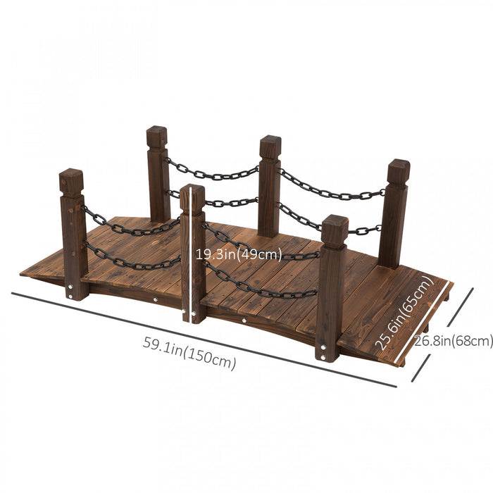 Outsunny - Pont De Jardin 59\" Courbe En Bois Teinte, Sapin Et Metal