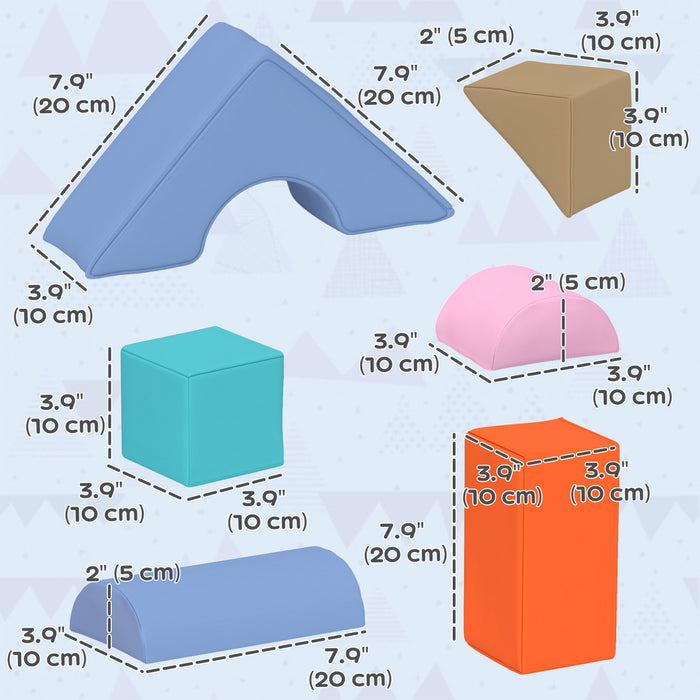Qaba Equipement De Jeu Doux Pour Enfants, 11 Pieces, Jouets D'escalade, Blocs D'escalade Doux Pour Le Developpement Des Enfants Et L'education Des Couleurs, Couleur Claire