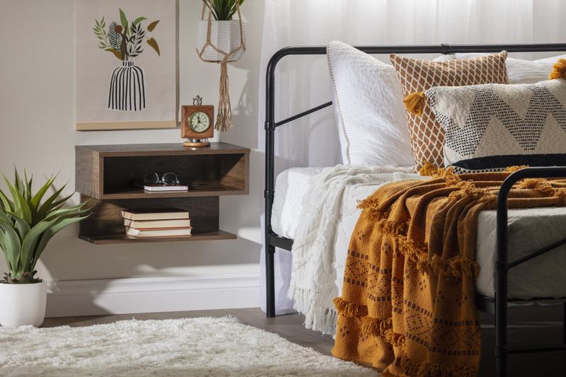 Sazena Table De Chevet Murale - Noyer Naturel