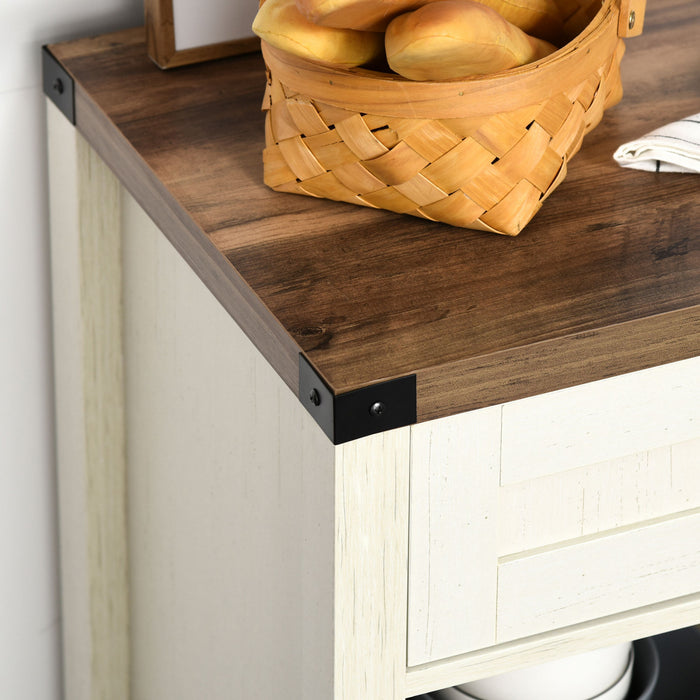 HOMCOM Buffet de ferme rustique avec porte de grange, blanc vieilli