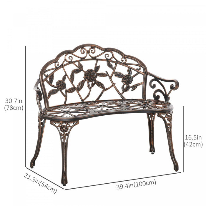 Banc De Jardin Exterieur Outsunny 40\" Pour Jardin, Porche, Balcon, Bronze