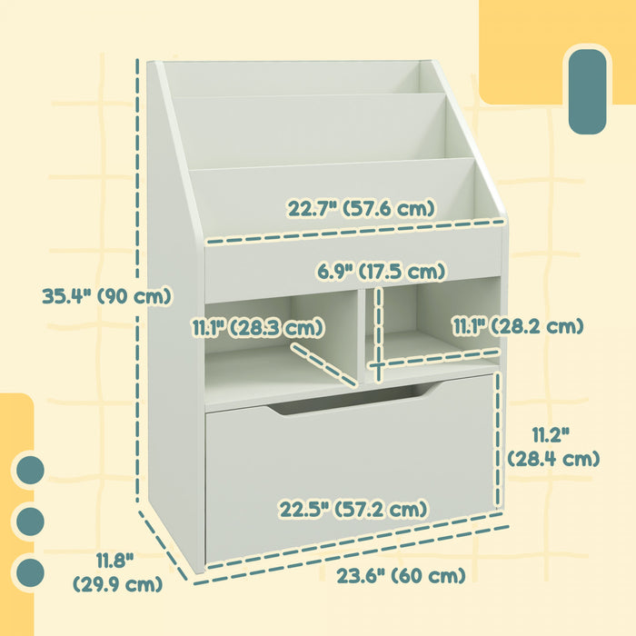 Homcom Bibliotheque Pour Enfants Multi-etageres Avec Tiroir De Rangement Pour Livres Pour Coin Lecture, Salle De Classe, Chambre, Salle De Jeux, Vert
