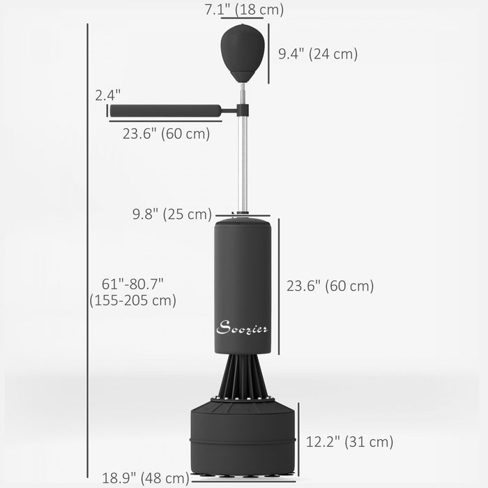 Soozier Support autoportant pour sac de boxe avec speed ball, noir