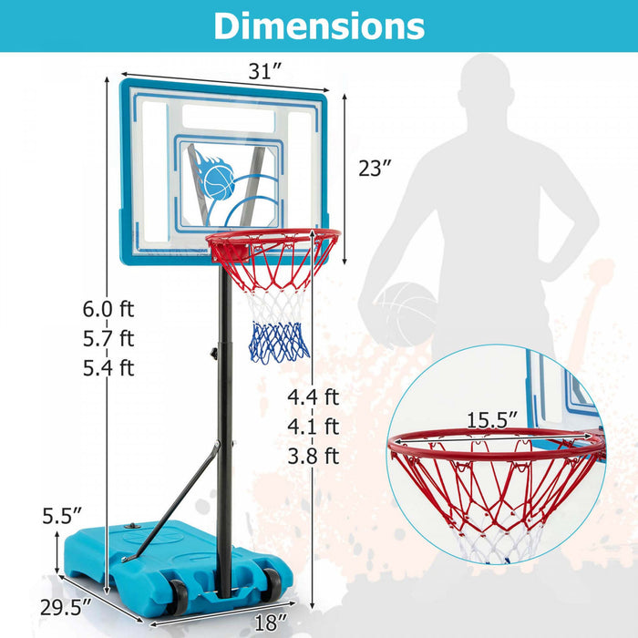 Costway Pool Basketball Hoop 3.8-4.4 Ft Basketballgoal Systeme Reglable En Bord De Piscine