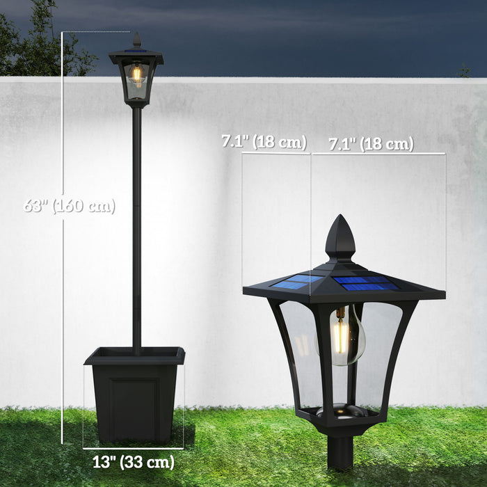 Outsunny - Lot de 2 lampadaires solaires de 1,6 m, lampes solaires, noir