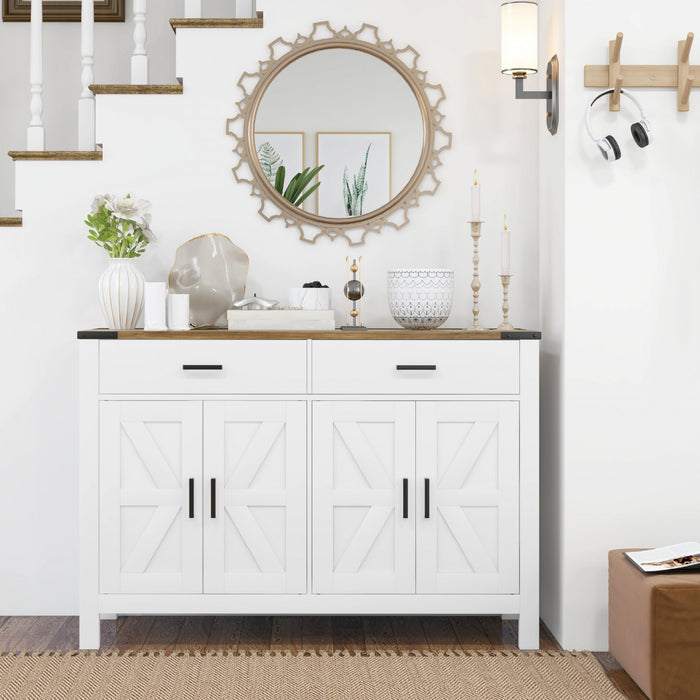 HOMCOM Buffet avec 2 tiroirs 2 armoires de rangement Buffet, Blanc