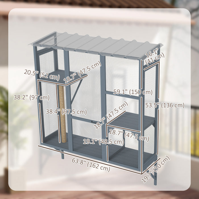 Catio Exterieur, Cage A Fenetre Pour Chats, Gris