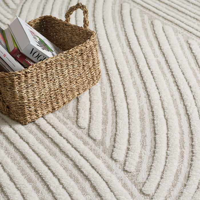 Carpette à poil long brossé Quinto à motif de vagues - 5 pi 7 po x 7 pi 