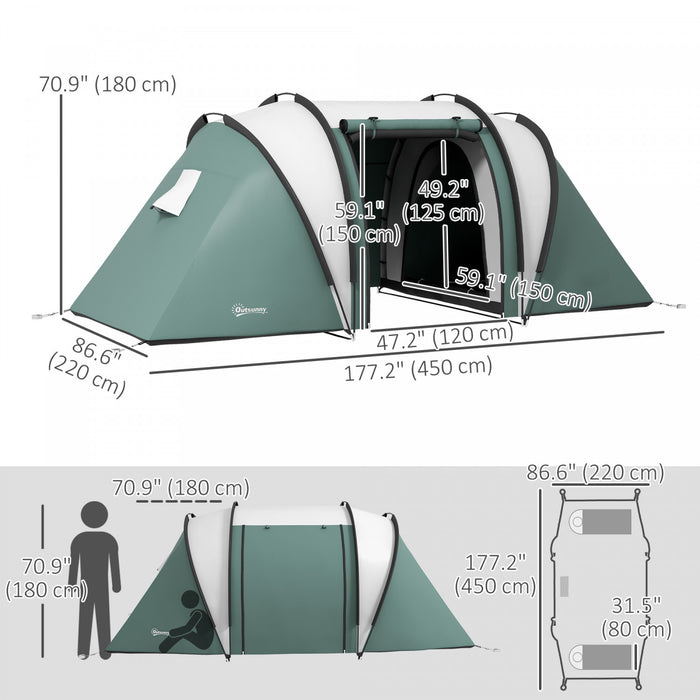 Outsunny Tente de Camping avec 2 Chambres et Salon, Etanche 3000 mm