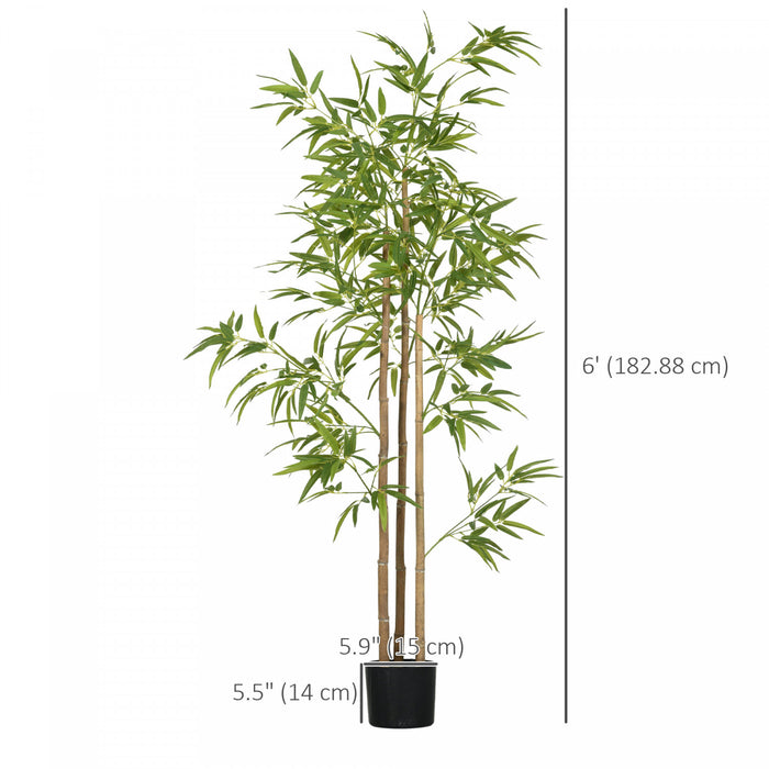 HOMCOM Arbre artificiel en bambou, 2 pieces, 6 pieds, pour decoration
