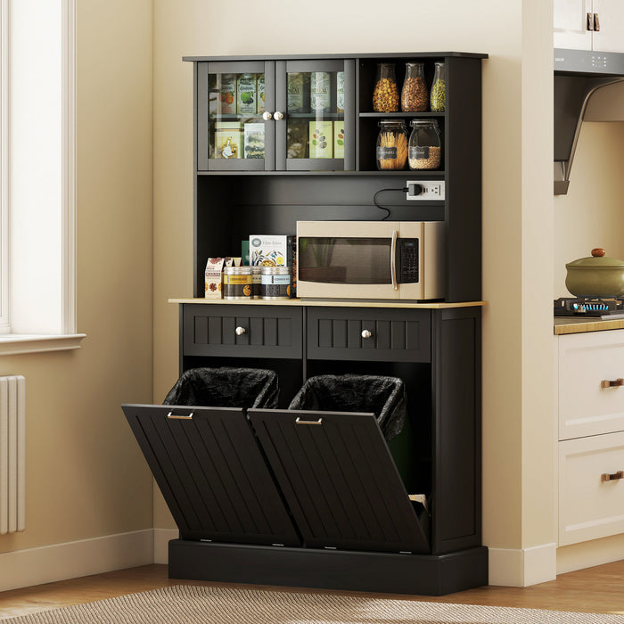 HOMCOM Meuble de rangement avec station de charge, Noir