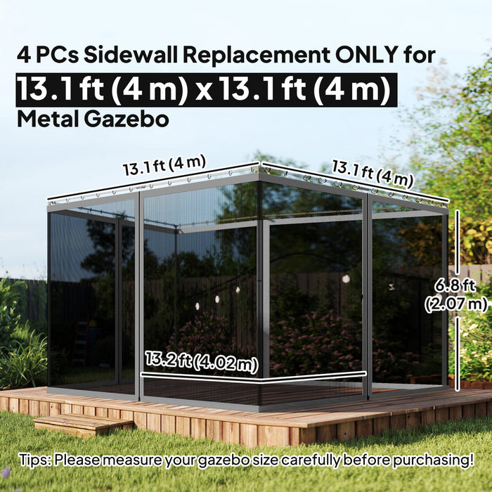 Outsunny Moustiquaire de Remplacement pour Gazebo 13' x 13', Gris Fonce