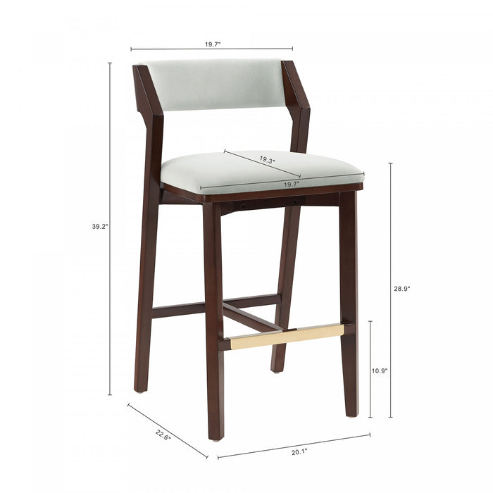 Tabouret de bar moderne en bois Patricia avec revetement en Glacier blanc - Lot de 3