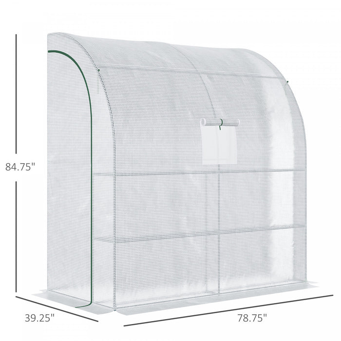Outsunny 7' X 3' X 7' Outdoor Walk-in Greenhouse, Serre Pour Le Jardinage Des Plantes Avec Fenetres A Enroulement, Porte A Fermeture Eclair Et Etageres A 3 Niveaux, Blanc.