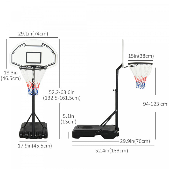 Homcom Systeme De Basket-ball Ajustable En Hauteur 51\"-64\" Support De Cerceau A Cote De La Piscine