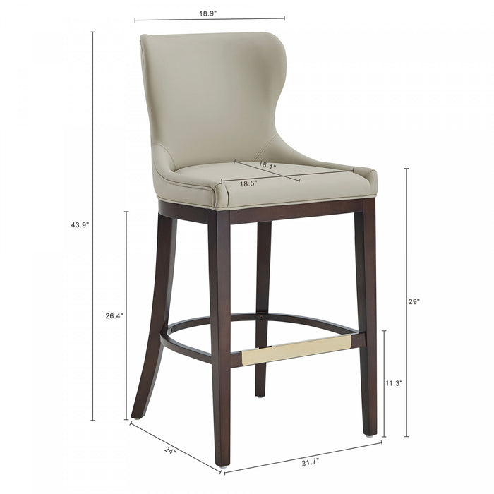 Tabouret de bar Blair moderne en bois avec revetement en tissu coloris pierre