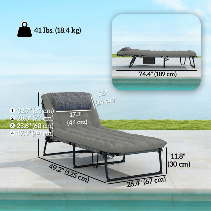 Outsunny 2 Pieces Chaises Longues Pliantes, Chaises Inclinables, Gris