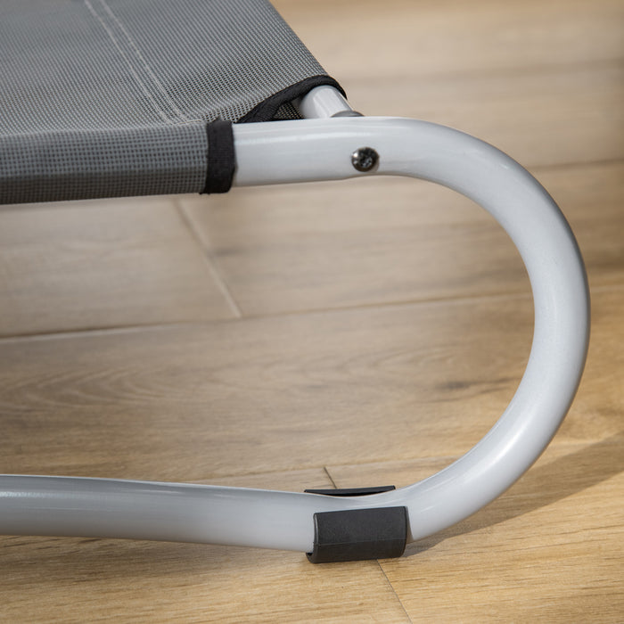 Pawhut Lit Sur Pieds Pour Animal De Compagnie, Lit Pour Chien Chat, Cadre En Acier Et Surface Textilene Respirant, Pieds Sureleves, Utilisation Interieur Ou Exterieur, Gris