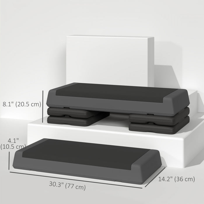 Soozier Stepper aerobique reglable , 3 niveaux 4\", 6\", 8\", gris
