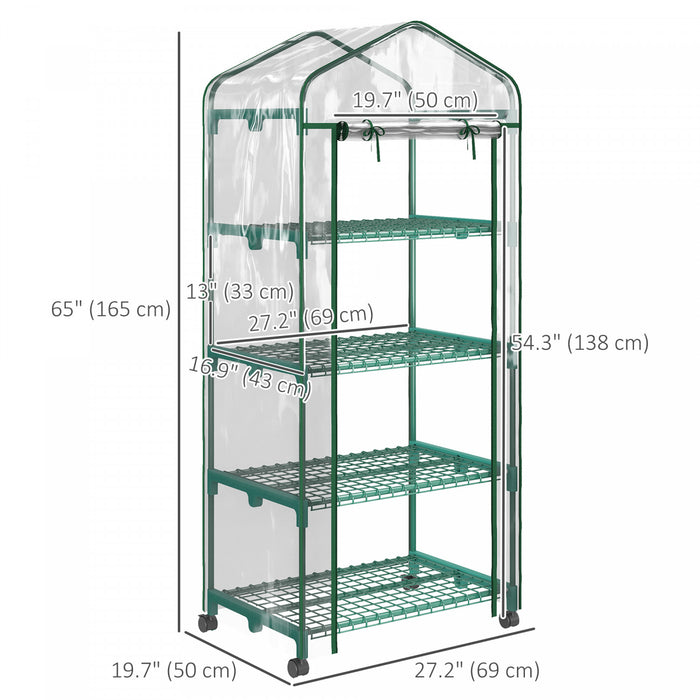 Outsunny Serre Portative Avec Etageres A 4 Niveaux, Transparent