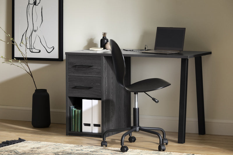 Bureau d’ordinateur Zolten avec multiprise - chêne gris