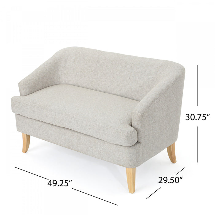 Causeuse Zona En Tissu aspect lin Avec Pattes Évasées En Bois - Beige
